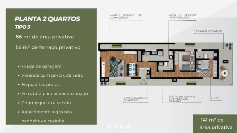 2Q cobertura com terraço